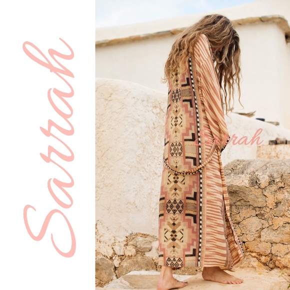 New Bohemian Robe Kimono Duster Jacket Swim Coverup - Picture 2 of 7